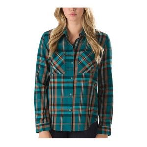 Vans teal/ orange button up flannel